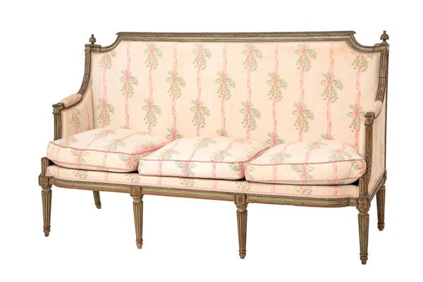 Divano a tre posti in legno sc  - Auction Antiquariato - Incanto Casa d'Aste e Galleria