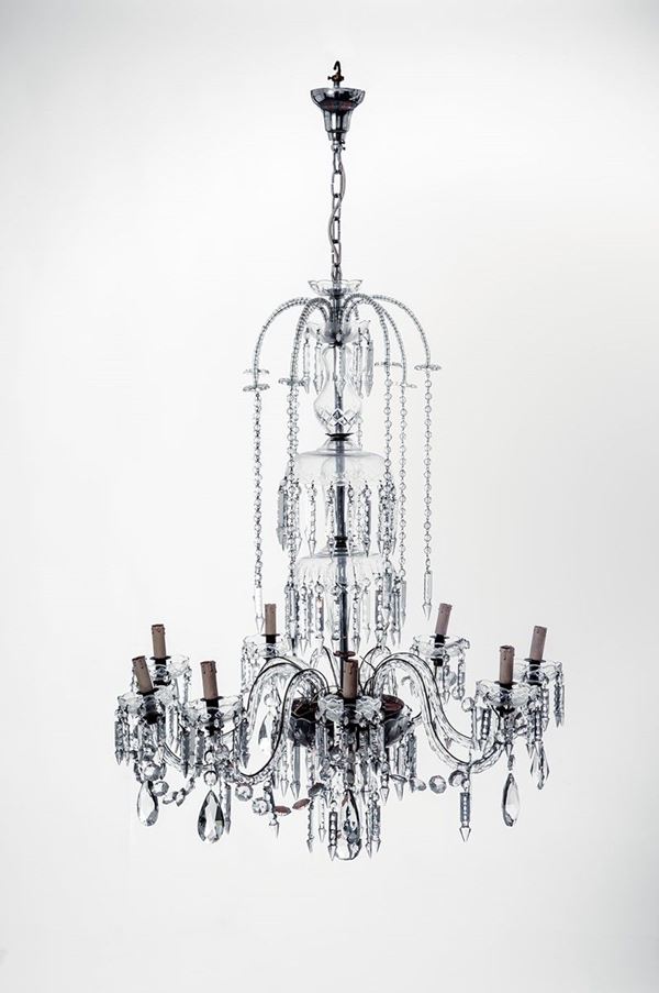 Lampadario a otto luci in ferr  - Auction Antiquariato - Incanto Casa d'Aste e Galleria