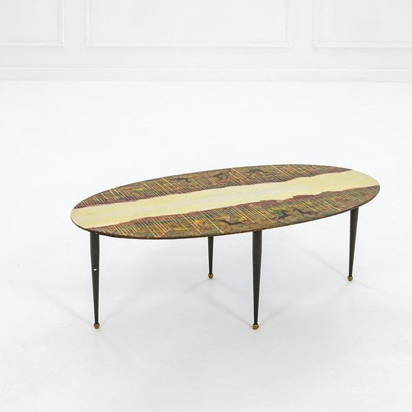 D&#233;calage (F. de Cavero, A. Aloisi, N. Girardi) : Tavolino
Ottone, metallo smal  - Asta Design - Incanto Casa d'Aste e Galleria