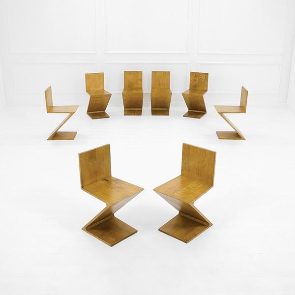 Gerrit Rietveld - Otto sedie mod. Zig Zag
Legno