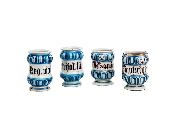 Quattro albarelli in maiolica   - Asta Antiquariato - Incanto Casa d'Aste e Galleria