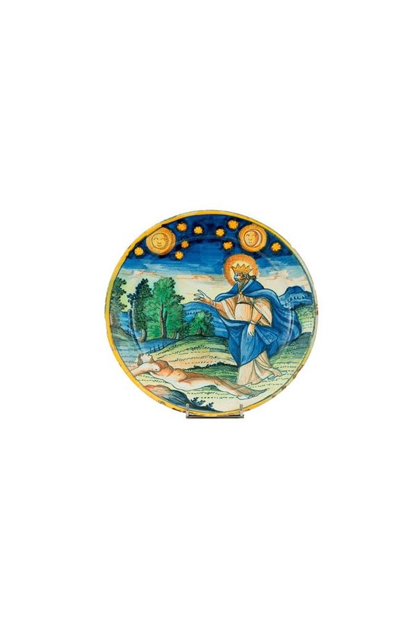 Piatto istoriato in maiolica p