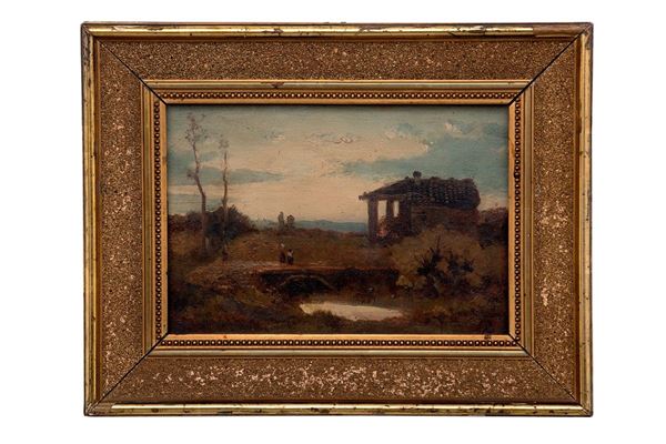 Luigi Bertelli : La fornacetta
Bozzetto olio s  - Asta Antiquariato - Incanto Casa d'Aste e Galleria