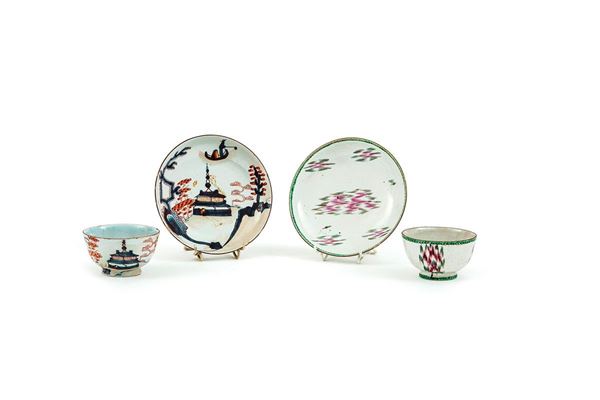 Due tazzine con piattini in ma  - Auction Antiquariato - Incanto Casa d'Aste e Galleria
