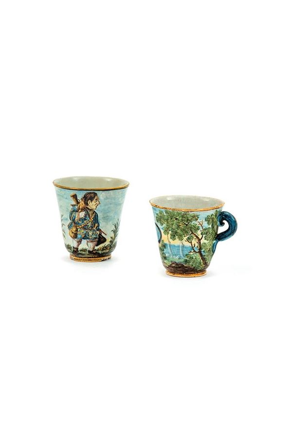 Due tazze in maiolica decorata  - Asta Antiquariato - Incanto Casa d'Aste e Galleria