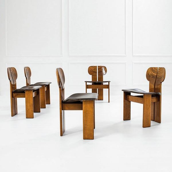 Afra e Tobia Scarpa : Cinque sedie della serie Arton  - Auction Design Vol I e II - Incanto Casa d'Aste e Galleria