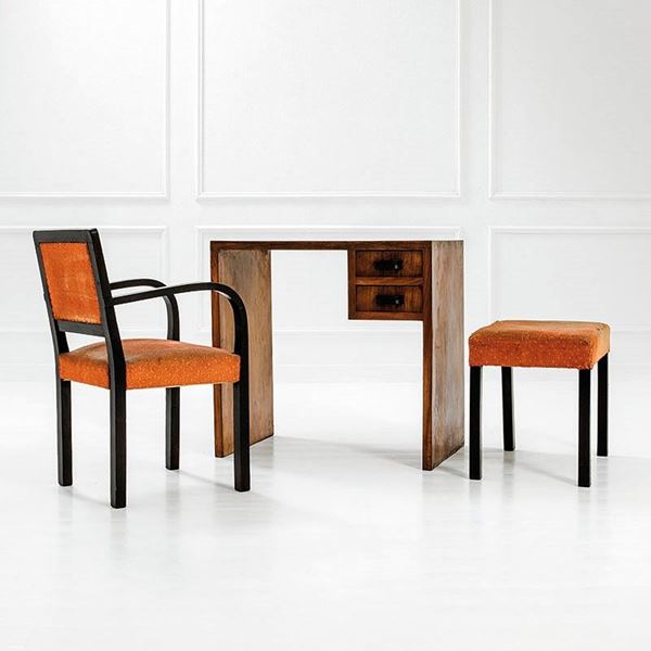 Mobilificio Boglione : Scrittoio, sedia, panca
Legno  - Asta Design Vol I e II - Incanto Casa d'Aste e Galleria