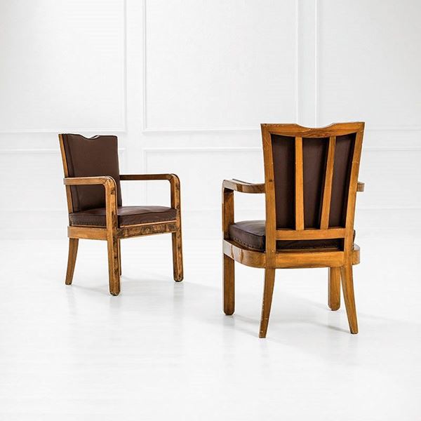 Gio Ponti, Emilio Lancia (attr.) - Due poltrone
Legno di noce, r