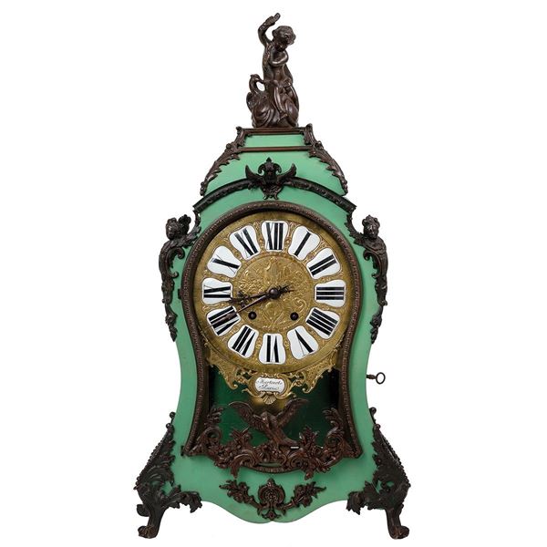 Orologio in legno laccato verd  - Asta Antiquariato - Incanto Casa d'Aste e Galleria