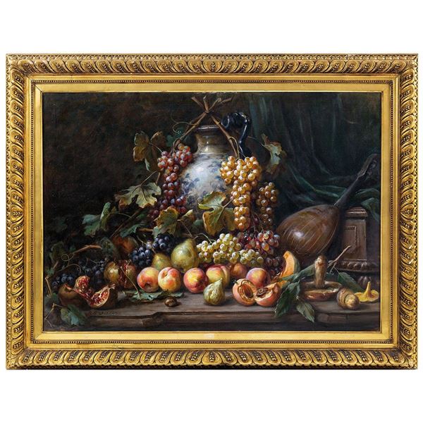 Giuseppe Falchetti - Natura morta con frutta e funghi