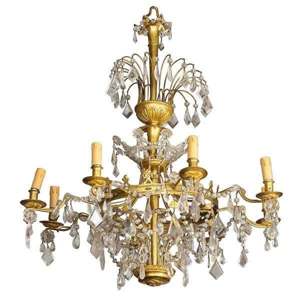 Lampadario a otto luci, fusto 
