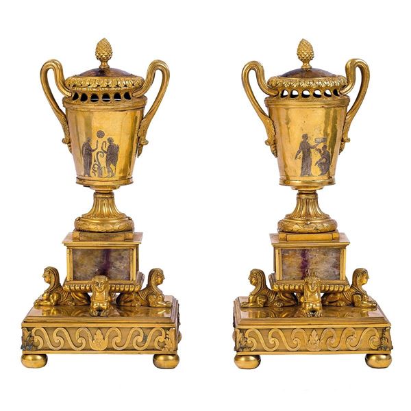 Coppia di bruciaprofumi in bro  - Asta Antiquariato - Incanto Casa d'Aste e Galleria