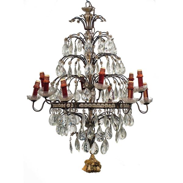 Lampadario a dodici luci, fust  - Auction Antiquariato - Incanto Casa d'Aste e Galleria