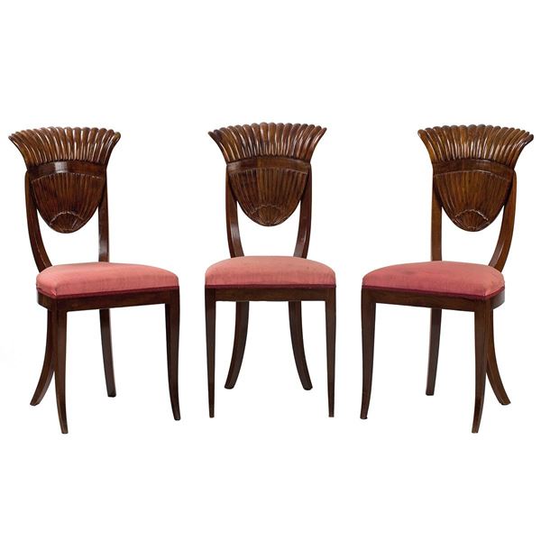 Sei sedie in mogano, schienale  - Auction Antiquariato - Incanto Casa d'Aste e Galleria
