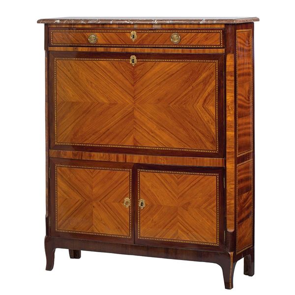Secr&#233;taire lastronato in legno  - Auction Antiquariato - Incanto Casa d'Aste e Galleria