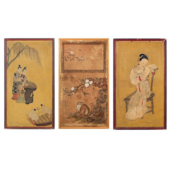 Tre pannelli dipinti a tempera