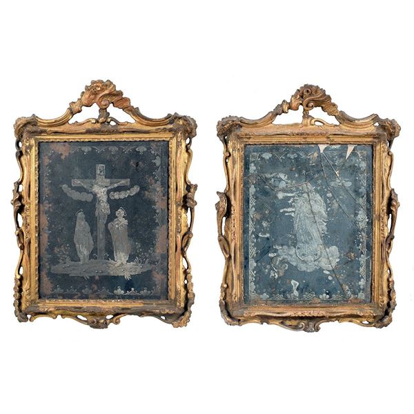 Coppia di specchi raffiguranti  - Asta Antiquariato - Incanto Casa d'Aste e Galleria