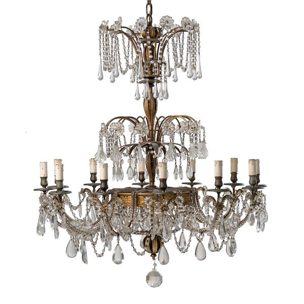 Lampadario a dodici luci, fust  - Asta Antiquariato - Incanto Casa d'Aste e Galleria