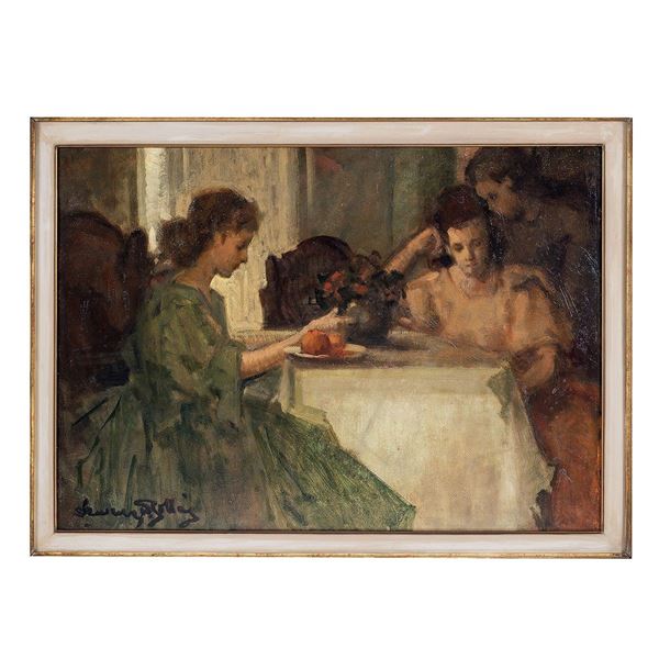 Venanzio Zolla - Interno con figure
Olio su ca