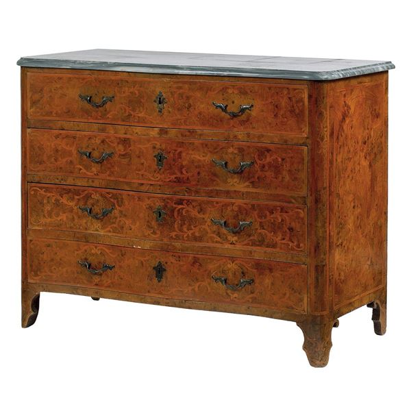 Com&#242; lastronato in noce e radi  - Asta Antiquariato - Incanto Casa d'Aste e Galleria