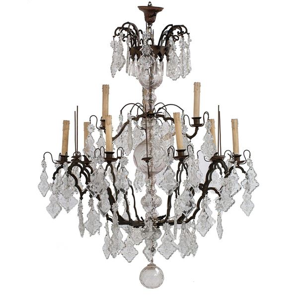 Lampadario in cristallo a dopp  - Asta Antiquariato - Incanto Casa d'Aste e Galleria