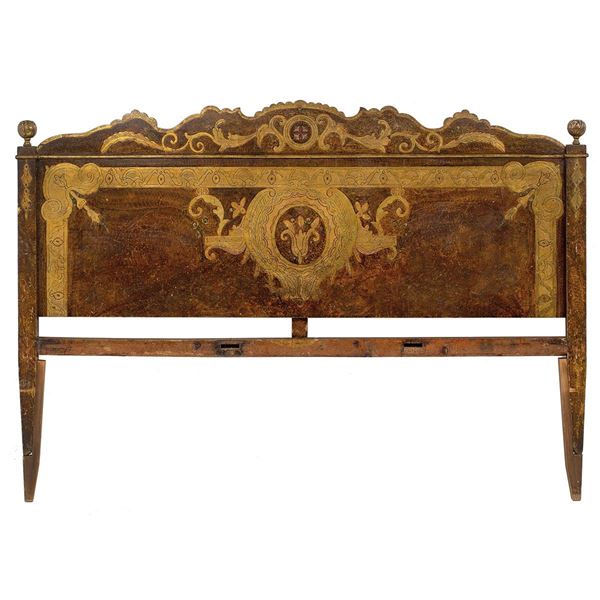 Testile da letto in legno lacc  - Asta Antiquariato - Incanto Casa d'Aste e Galleria