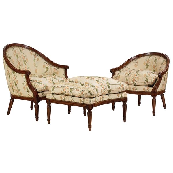 Dormeuse in noce, gamba rotond  - Asta Antiquariato - Incanto Casa d'Aste e Galleria