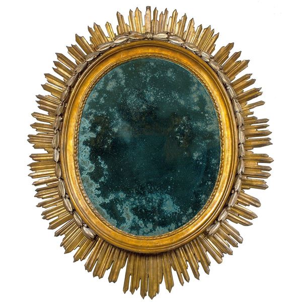 Specchiera di forma ovale con   - Asta Antiquariato - Incanto Casa d'Aste e Galleria