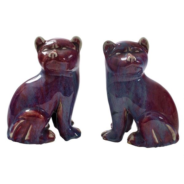 Coppia di felini in porcellana  - Auction Antiquariato - Incanto Casa d'Aste e Galleria