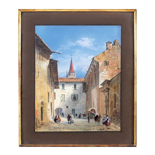 Carlo Bossoli - Veduta di una strada della cit