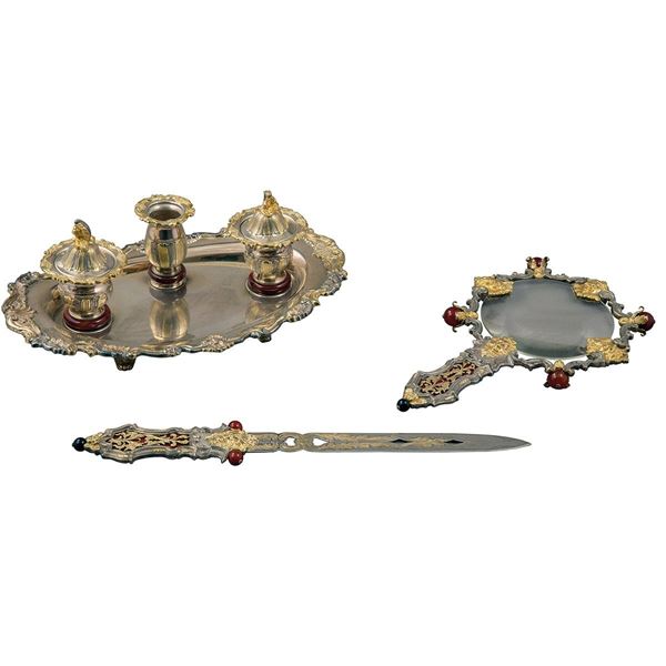 Set da scrivania in argento e   - Asta Antiquariato - Incanto Casa d'Aste e Galleria