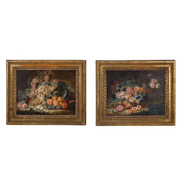 Michele Antonio Rapous : Nature morte con fiori e frutt  - Auction Antiquariato - Incanto Casa d'Aste e Galleria