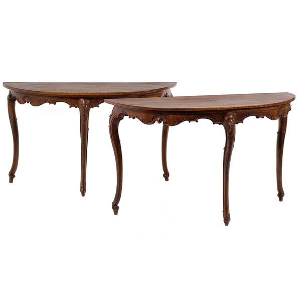 Coppia di tavoli da muro a mez  - Auction Antiquariato - Incanto Casa d'Aste e Galleria