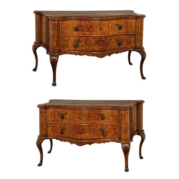 Rara coppia di com&#242; in legno l  - Auction Antiquariato - Incanto Casa d'Aste e Galleria