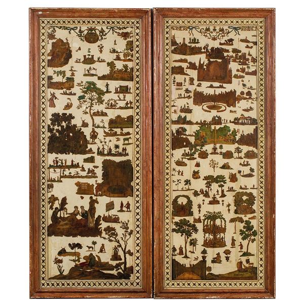 Quattro pannelli in legno lacc  - Asta Antiquariato - Incanto Casa d'Aste e Galleria