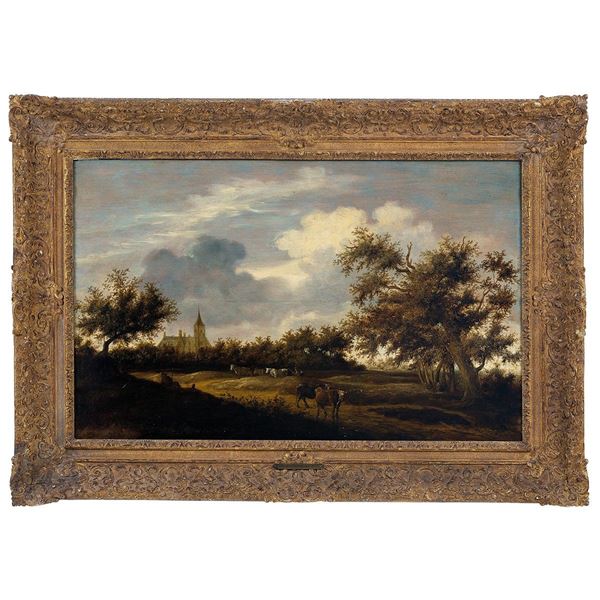 Paesaggio boscoso con pastori   - Auction Antiquariato - Incanto Casa d'Aste e Galleria