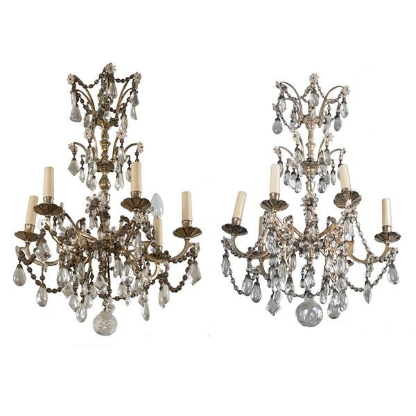 Coppia di lampadari a sei luci  - Asta Antiquariato - Incanto Casa d'Aste e Galleria
