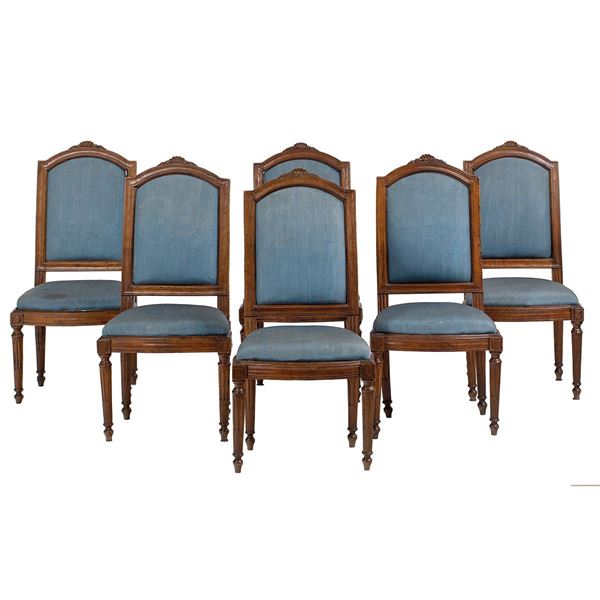 Sei sedie in noce, gamba roton  - Auction Antiquariato - Incanto Casa d'Aste e Galleria