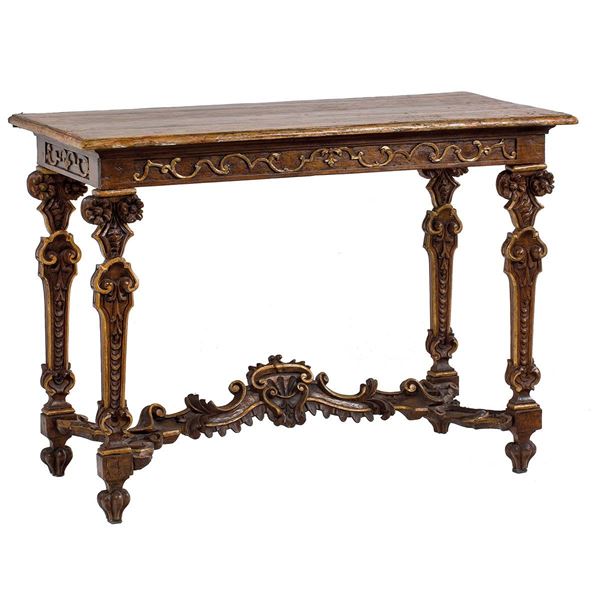 Tavolo a muro in legno scolpit  - Auction Antiquariato - Incanto Casa d'Aste e Galleria