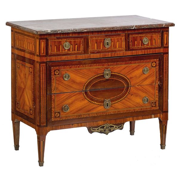 Com&#242; impiallacciato in legno d  - Asta Antiquariato - Incanto Casa d'Aste e Galleria