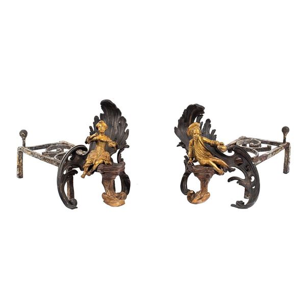 Coppia di alari in bronzo brun  - Auction Antiquariato - Incanto Casa d'Aste e Galleria
