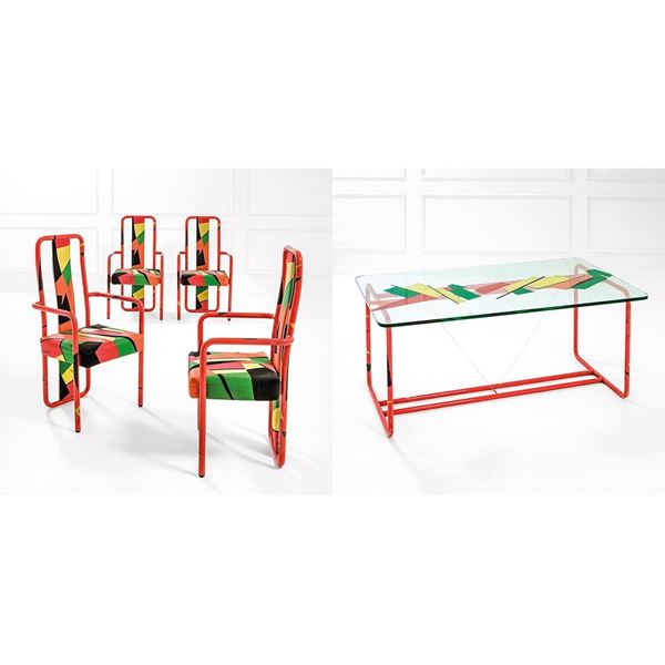 Alain Carr&#233; : Tavolo e quattro poltroncine
  - Auction Design - Incanto Casa d'Aste e Galleria