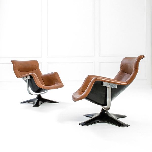 Yrjo Kukkapuro : Due poltrone articolate e gire  - Asta Design - Incanto Casa d'Aste e Galleria