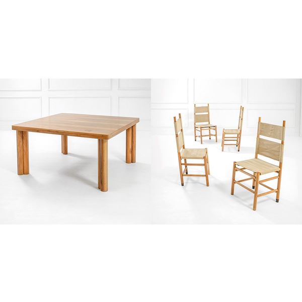 Carlo Scarpa : Tavolo e quattro sedie mod. Ke  - Auction Design - Incanto Casa d'Aste e Galleria