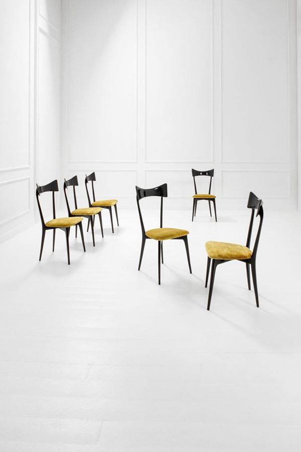 Ico Parisi : Sei sedie
Legno tinto all&#39;ani  - Auction Spring Design - Incanto Casa d'Aste e Galleria