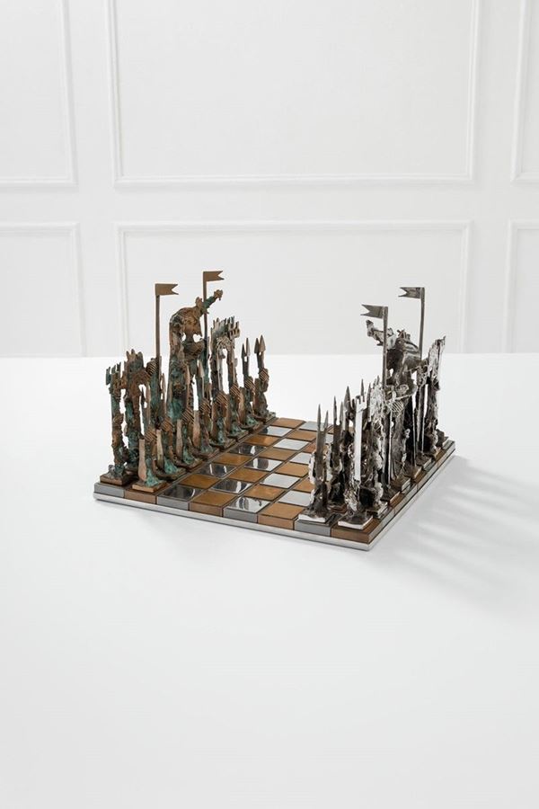 Scacchiera d&#39;artista e scacchi  - Asta Spring Design - Incanto Casa d'Aste e Galleria