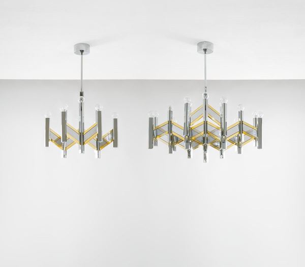 Sciolari : Coppia di lampadari 
Metallo   - Auction Spring Design - Incanto Casa d'Aste e Galleria