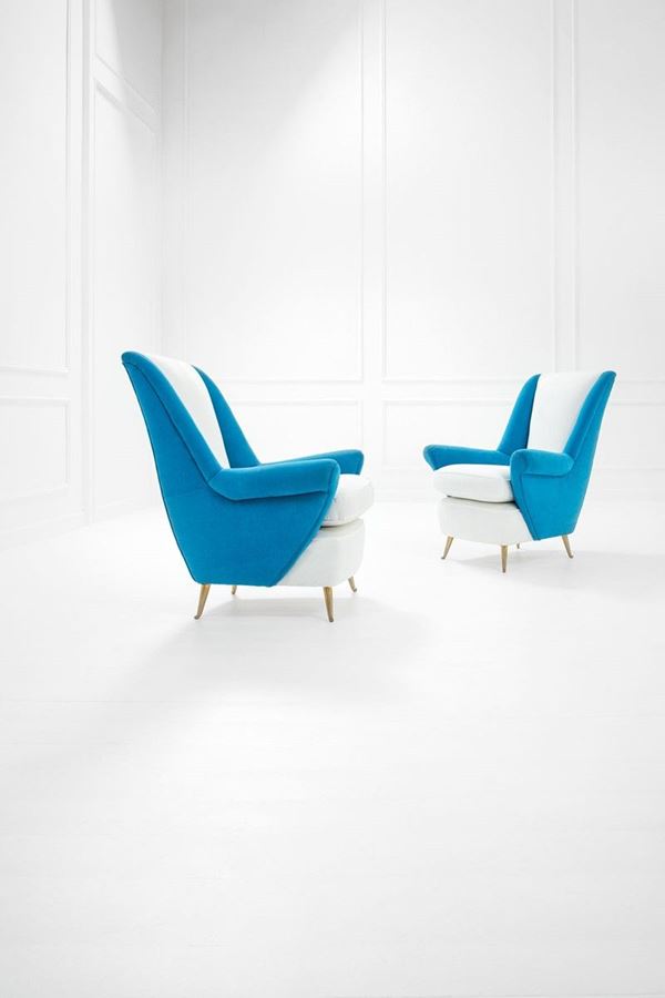 I.S.A. : Due poltrone 
Legno, ottone,   - Auction Spring Design - Incanto Casa d'Aste e Galleria