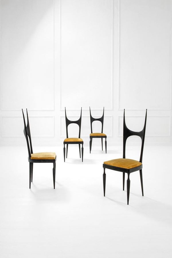 Pozzi e Verga : Quattro sedie 
Legno, tessuto  - Auction Spring Design - Incanto Casa d'Aste e Galleria