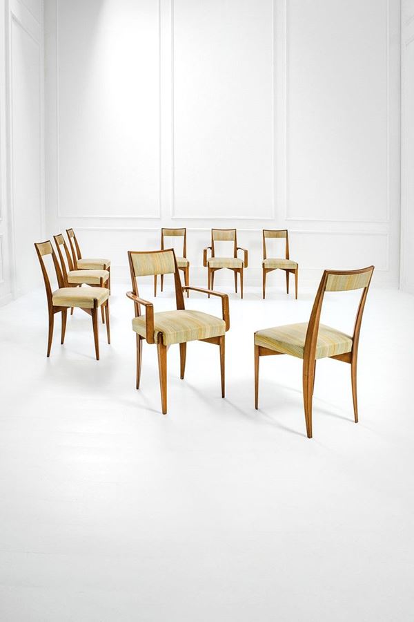 Melchiorre Bega : Sei sedie e due capotavola 
L  - Auction Spring Design - Incanto Casa d'Aste e Galleria